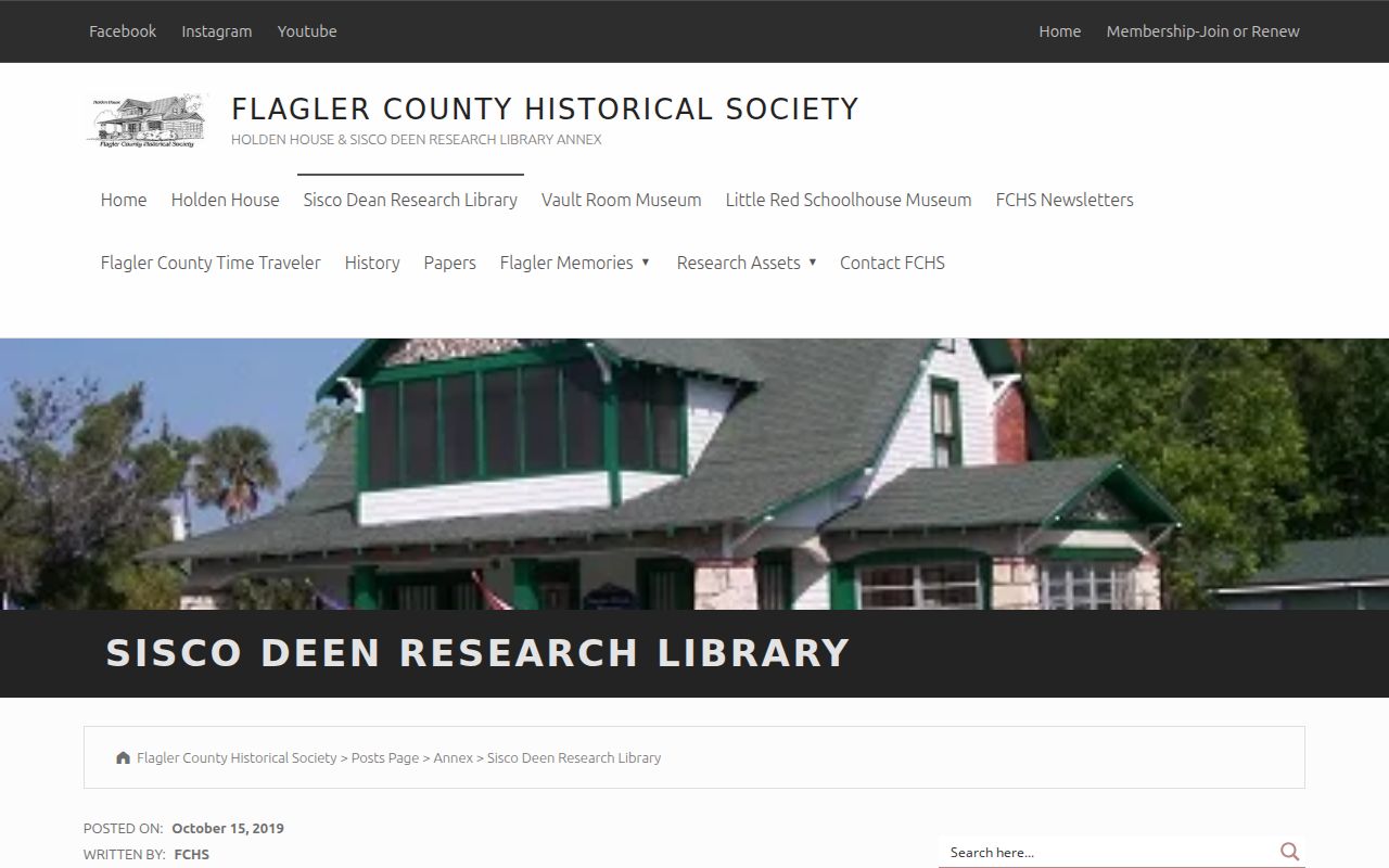Sisco Deen Research Library historical research page