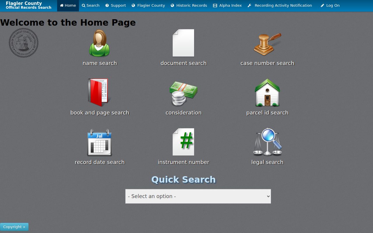 Flagler Landmark deed index for Palm Coast resident research