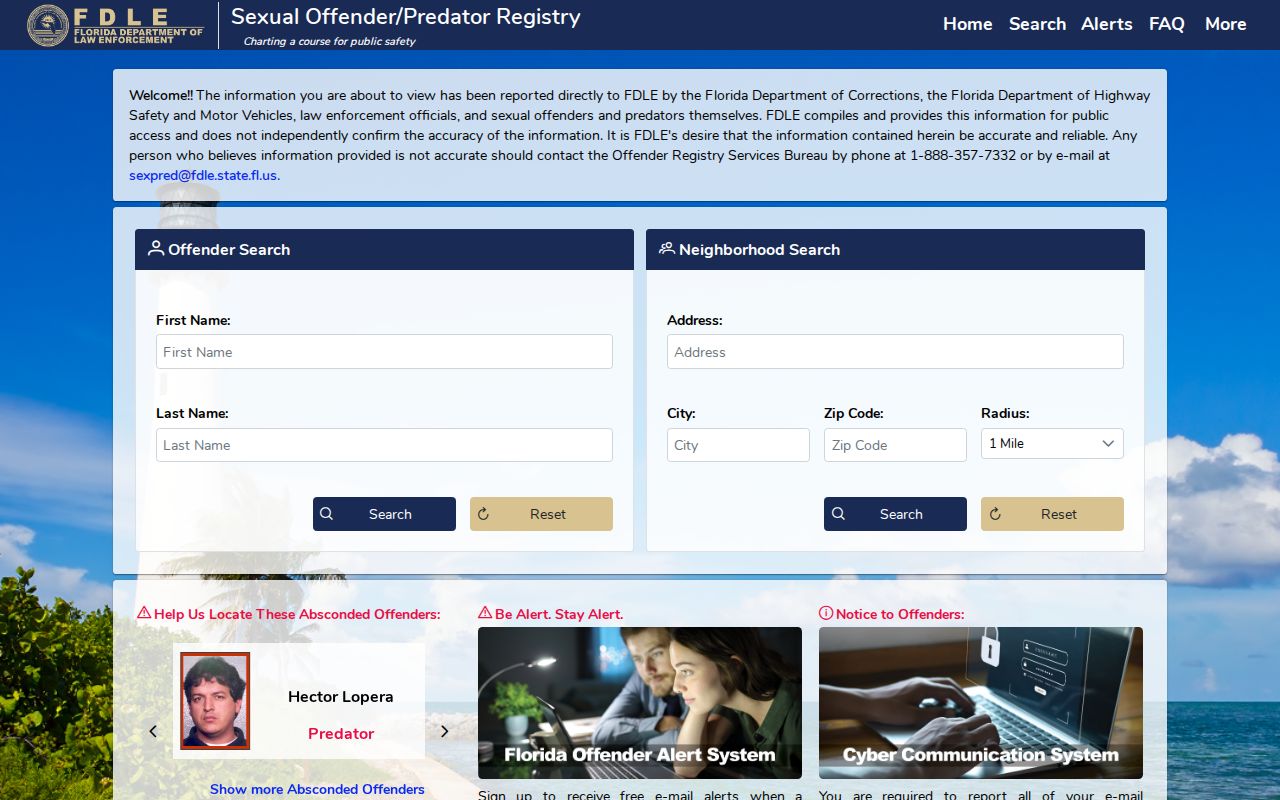 Palm Coast resident lookup Florida offender registry search