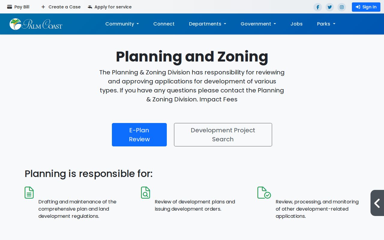Palm Coast street directory planning maps and projects